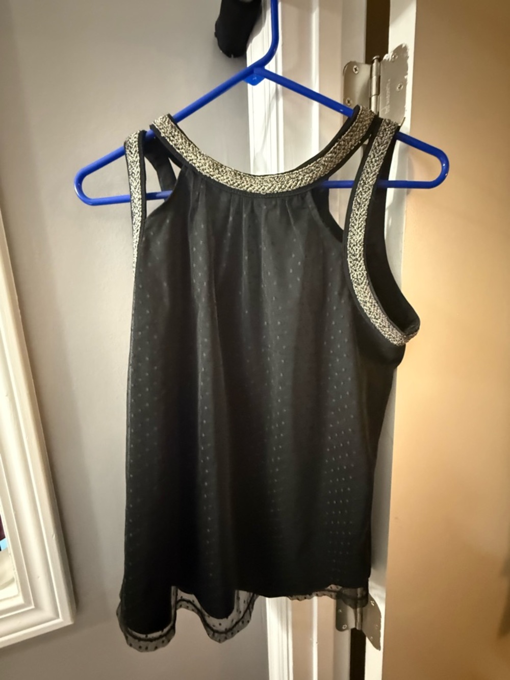 Maurices Black Sleeveless Camisole with Beaded Gold Trim